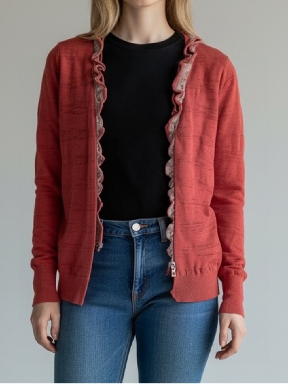 Vintage Y2K Banana Republic burnout frilly cardigan red extra small